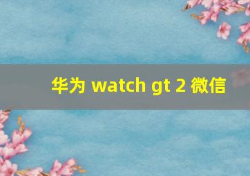 华为 watch gt 2 微信